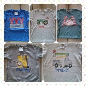Various sized Boys monogrammed shirts